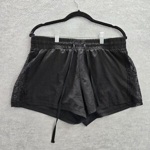 Fabletics Women Activewear‎ Shorts M Black Lace Trim Zipper 2.75"